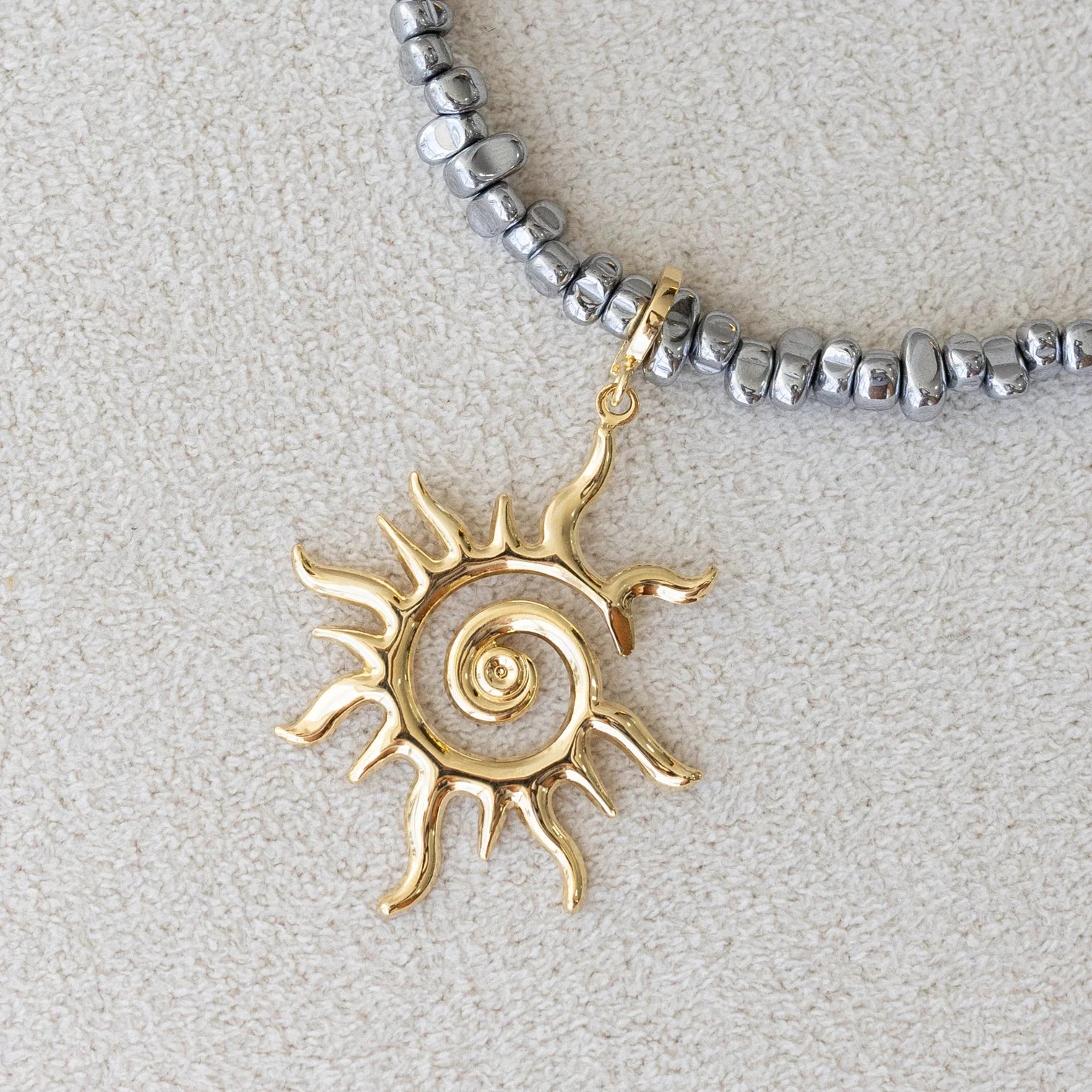 Colar Ella Hematitas Irregulares 40CM (Sem Pingente) - Ródio Branco