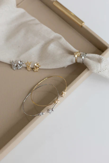 Conjunto GAB - Brinco + Pulseira Banhado a Ouro 18K