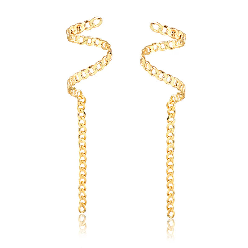 Conjunto AGNI -  Brinco + Anel de Corrente Banhado a Ouro 18K